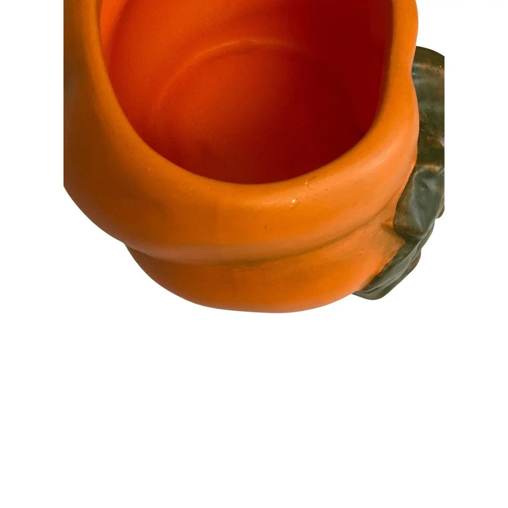 Tosal Portugal Ceramic Pumpkin Planter Matte Orange Squash Cachepot Vintage Fall